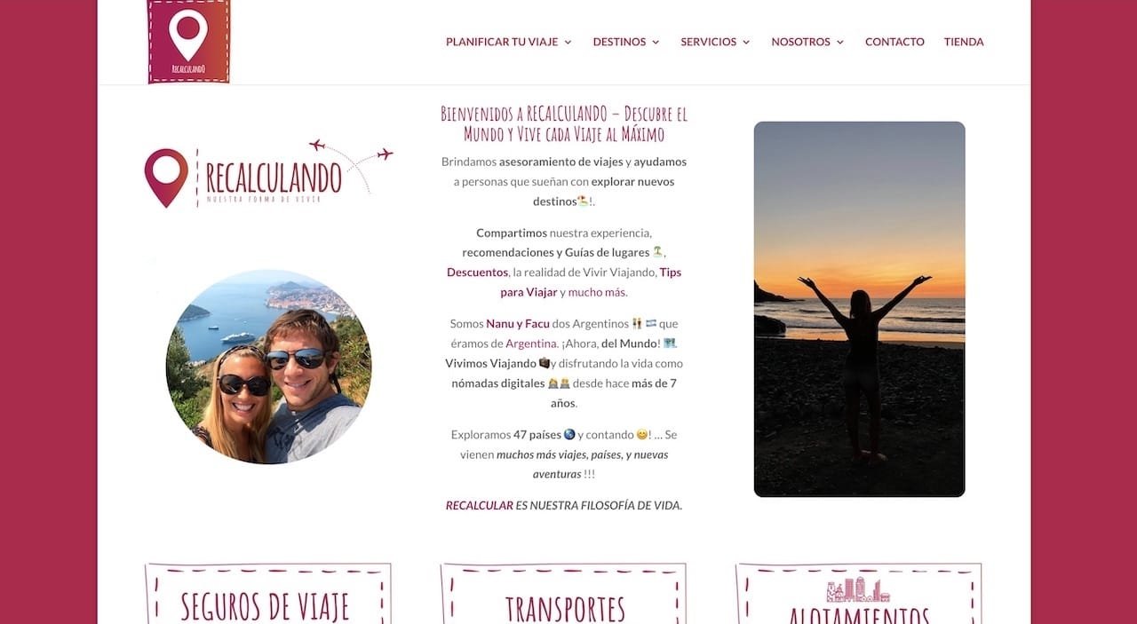 Website Recalculando Viajes